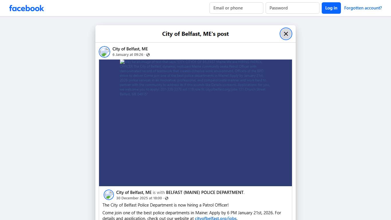 City of Belfast, ME Facebook